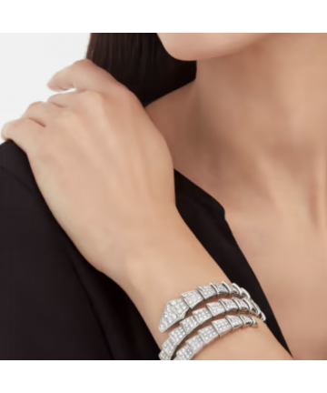 Браслет Serpenti Viper  из белого золото, полностью инкрустирован бриллиантами
