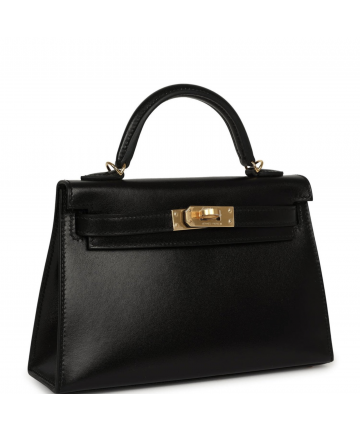 Коллекционная сумка Hermès Mini Kelly II 20 Noir (Кожа Box, Золото)