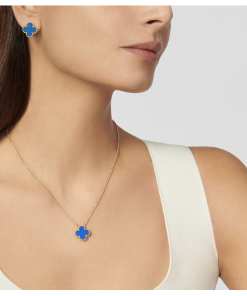 Van Cleef & Arpels Vintage Alhambra — серьги из жёлтого золота с голубым агатом